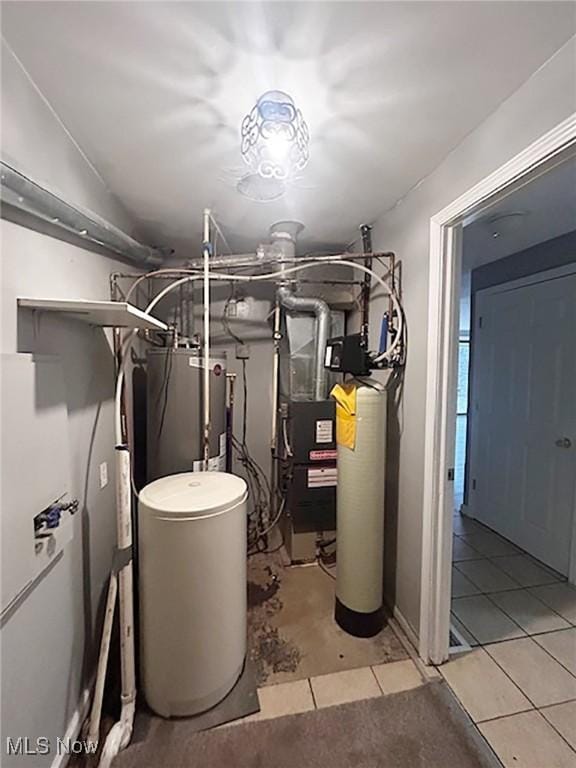 utility room featuring water heater