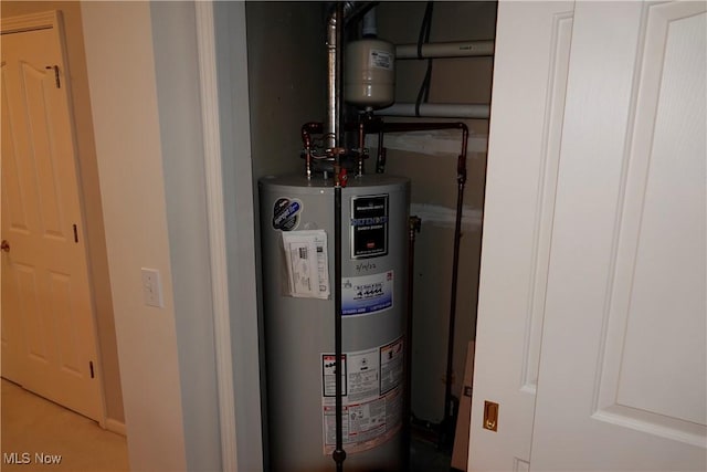 utility room featuring water heater