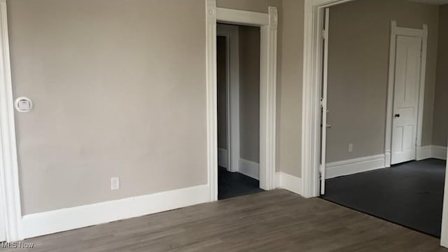 empty room with dark wood-type flooring