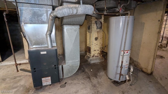 utilities featuring heating unit and water heater