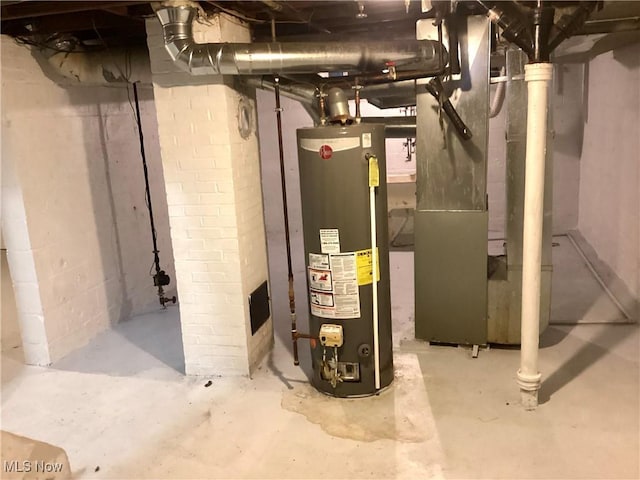 utilities with heating unit and gas water heater