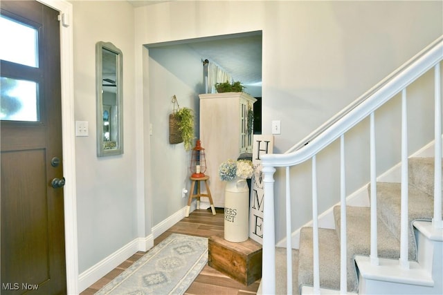 entryway featuring hardwood / wood-style flooring