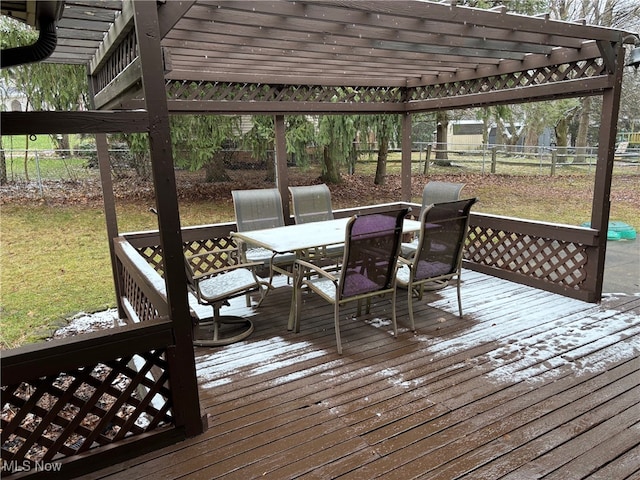 deck featuring a pergola