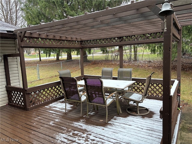 wooden terrace with a pergola