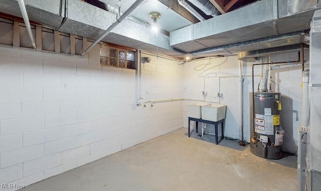 basement with gas water heater