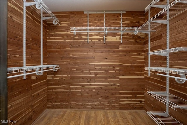 walk in closet featuring wood-type flooring