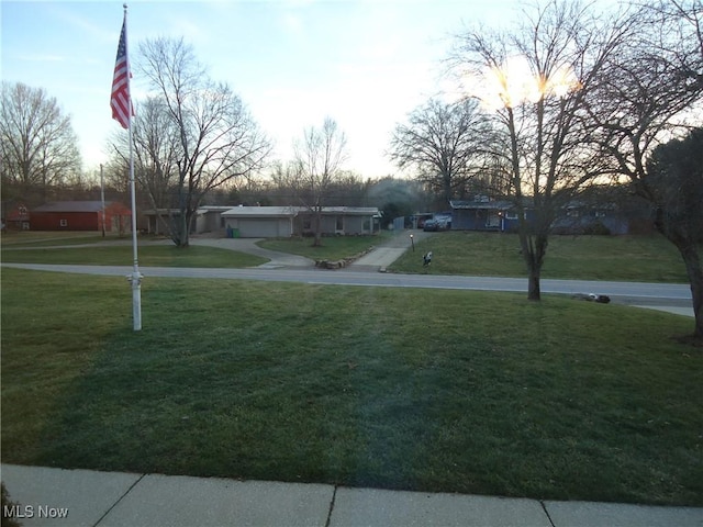 view of yard at dusk