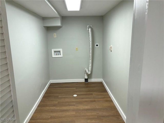 laundry room with hookup for an electric dryer, dark hardwood / wood-style flooring, and hookup for a washing machine