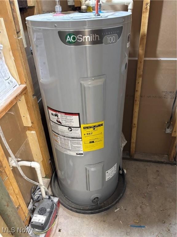 utility room featuring electric water heater