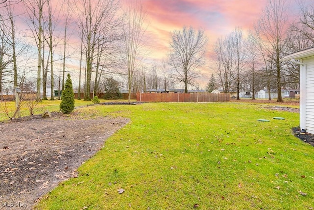 view of yard at dusk