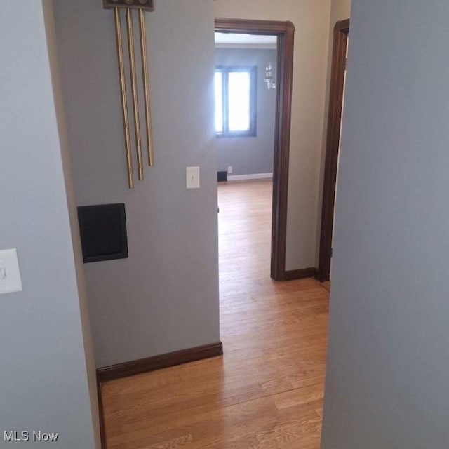 corridor featuring light hardwood / wood-style flooring