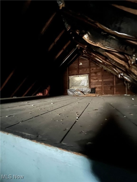 view of unfinished attic