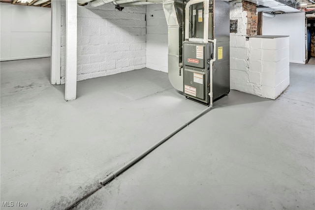 basement with heating unit