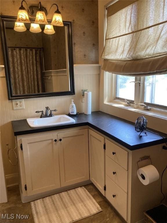 bathroom featuring vanity and tile patterned floors