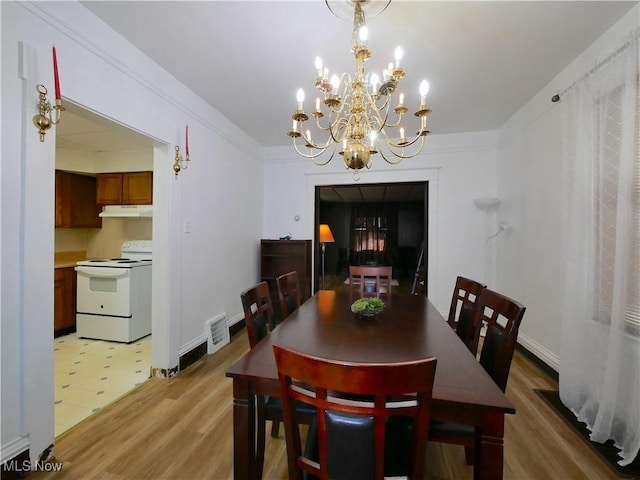 dining room with a chandelier and wood-type flooring