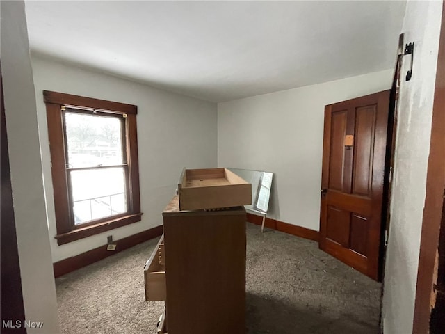 view of carpeted home office