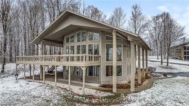 view of snow covered exterior