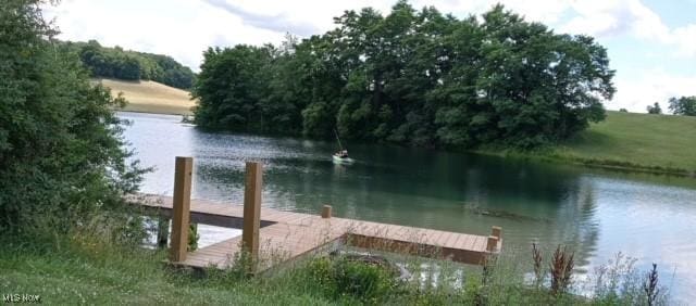 view of dock featuring a water view