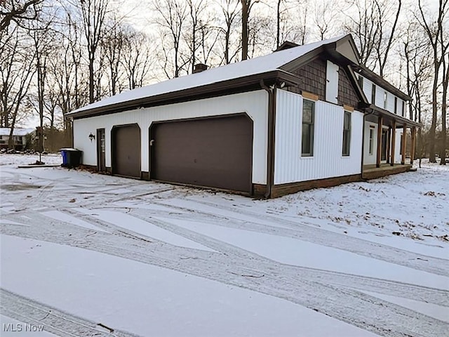 view of snow covered property