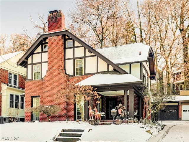 exterior space with a garage