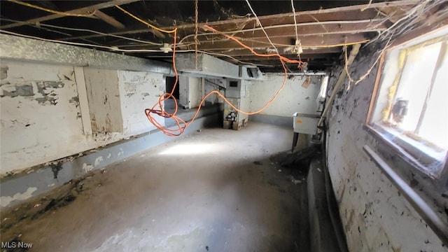 basement with a wealth of natural light and sink