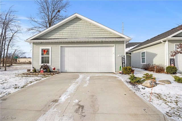 exterior space with a garage