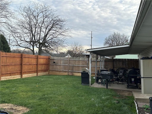 view of yard with a patio