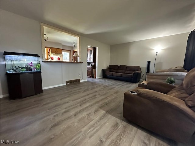 living room with hardwood / wood-style floors