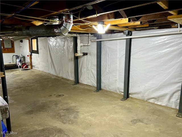 basement featuring electric panel