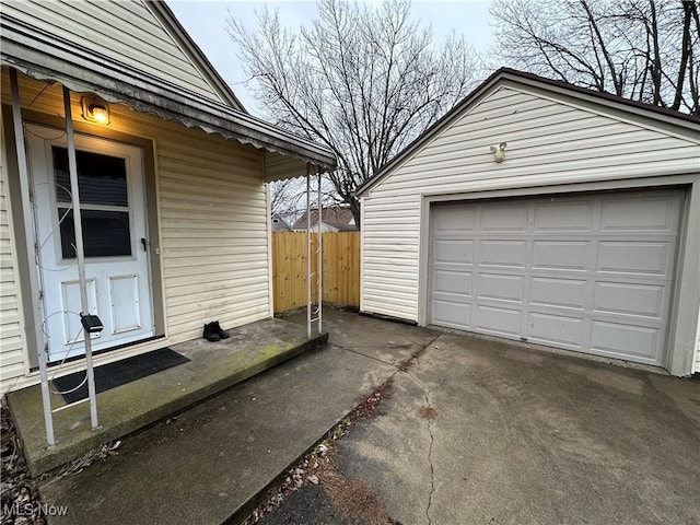 view of garage