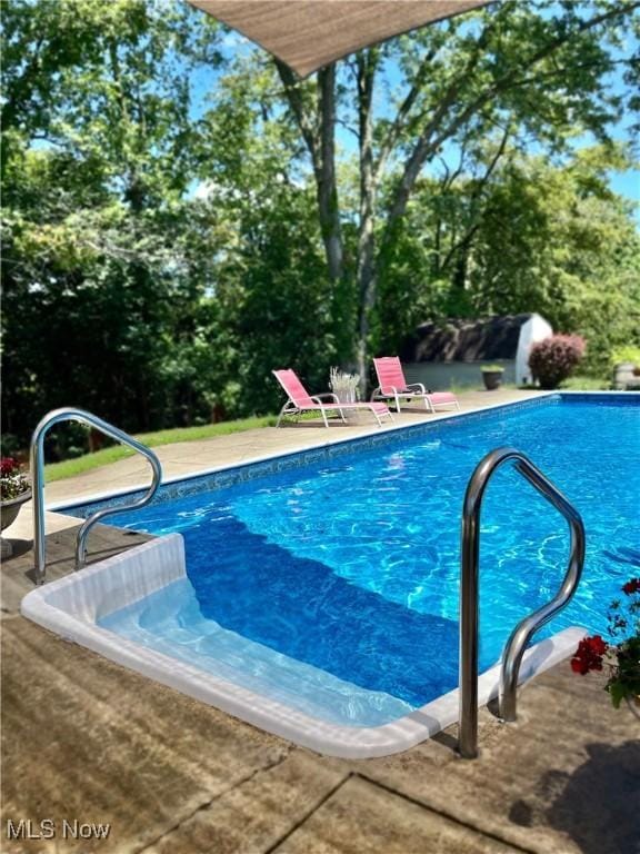 view of pool featuring a patio