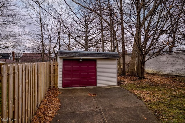 view of garage