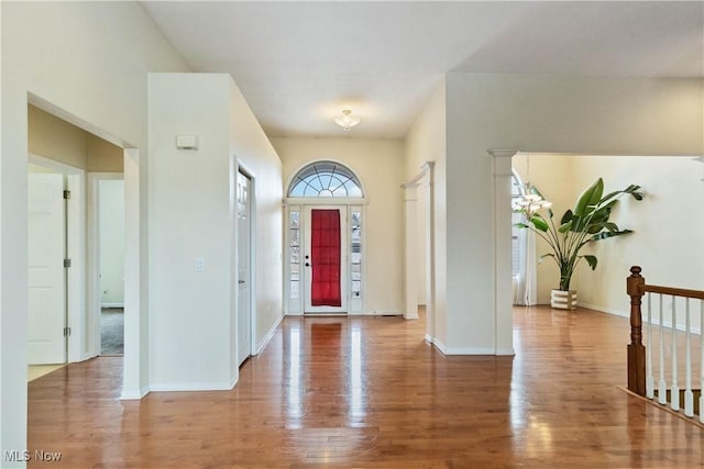 foyer featuring wood-type flooring