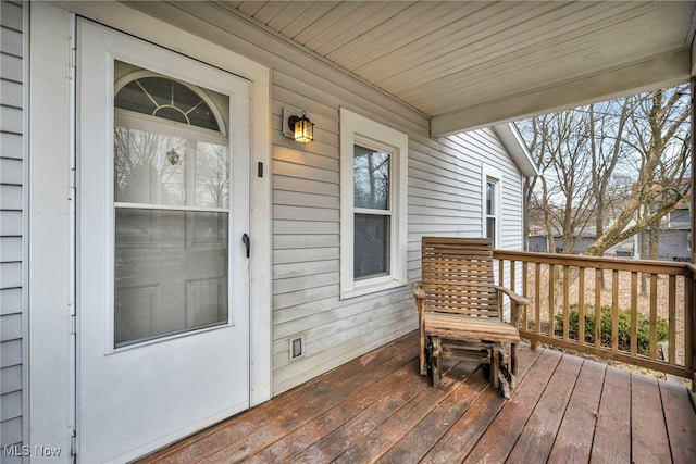 deck featuring covered porch