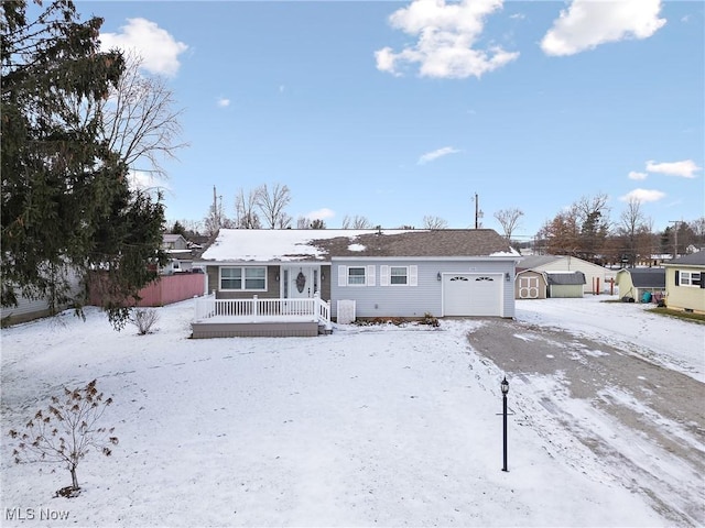 single story home with a garage