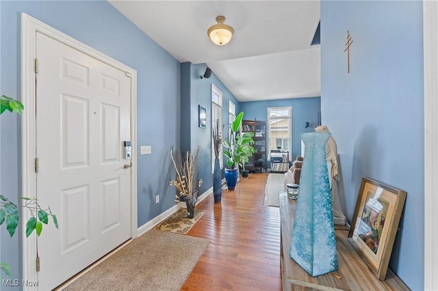 foyer entrance featuring hardwood / wood-style floors