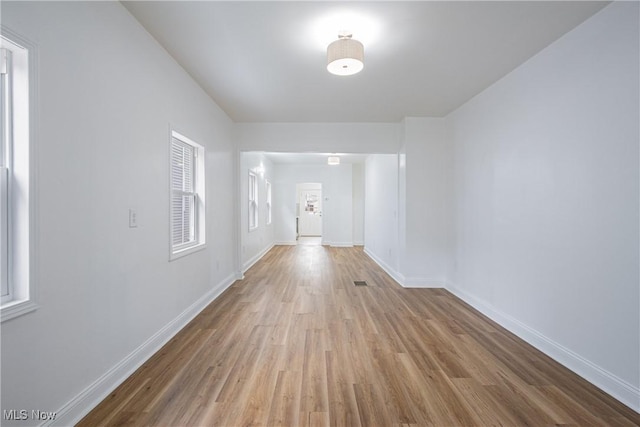 empty room with light wood-type flooring