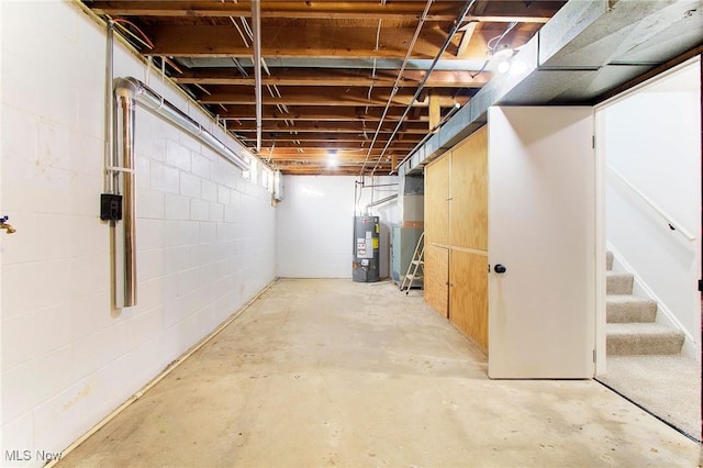 basement with water heater