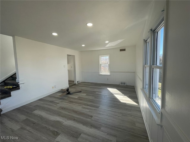 interior space featuring dark hardwood / wood-style floors