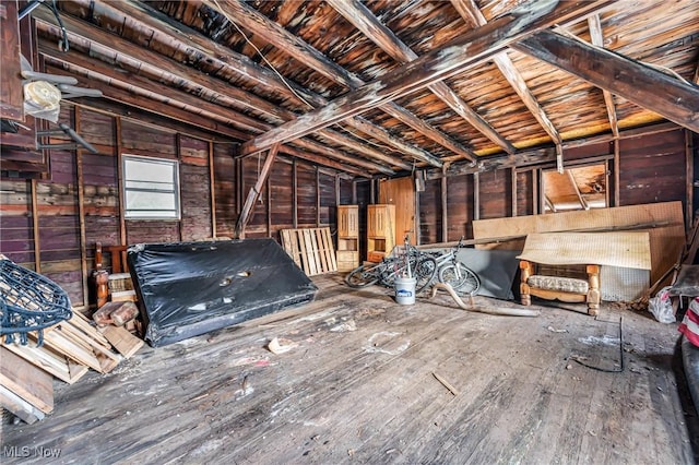 miscellaneous room with wood walls, hardwood / wood-style floors, wood ceiling, and vaulted ceiling