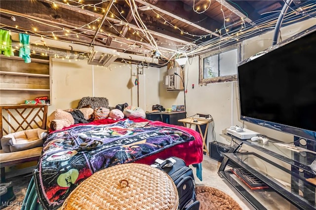 bedroom featuring concrete floors