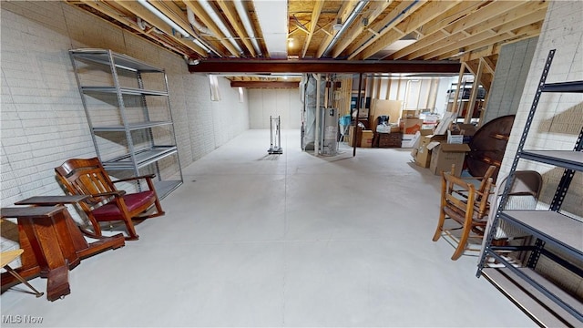 basement with water heater