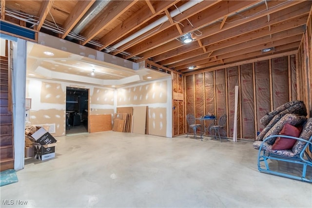 view of unfinished basement