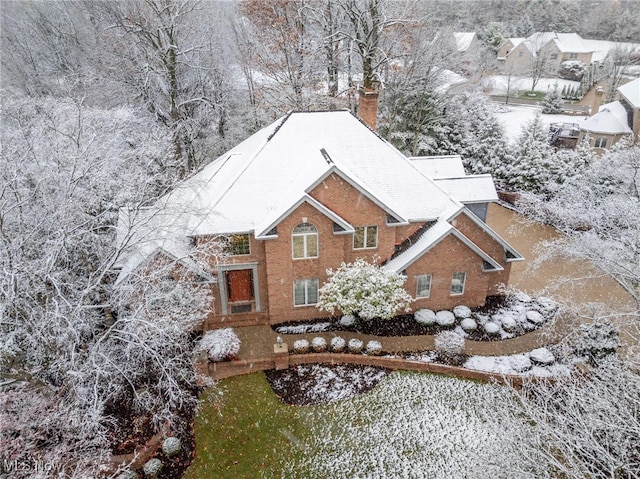 view of snowy aerial view