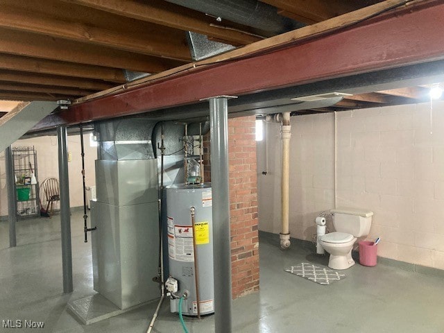 basement with gas water heater