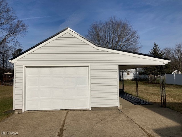 garage with a carport