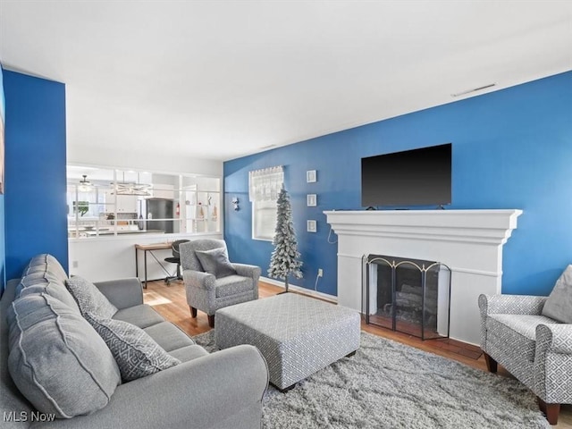 living room featuring hardwood / wood-style flooring