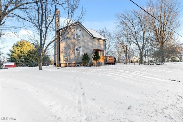 view of snow covered exterior