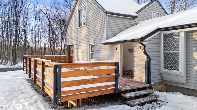 view of snow covered exterior