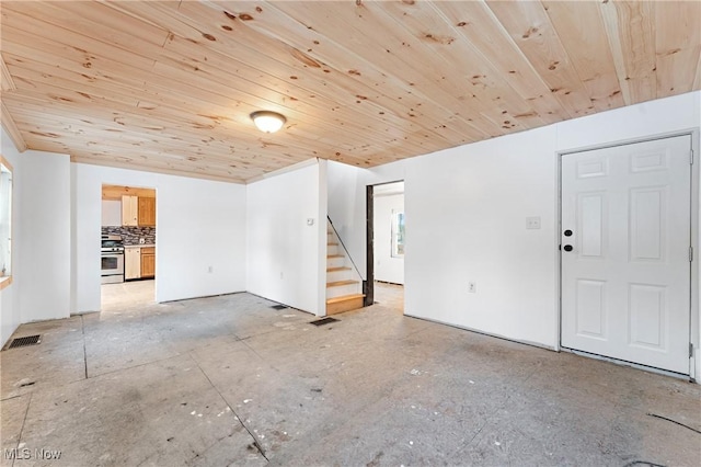 spare room with wooden ceiling